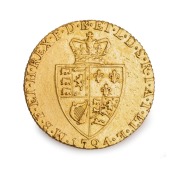 Great Britain, GEORGE III gold guinea, fifth bust or spade type, 1794, VF+