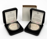 1993 NAA Coin Fair Limited Issues: $2 (2oz) Kookaburra with Emu Privy Mark (for the May 1993 Brisbane Show), together with the $2 (2oz) Kookaburra with Kangaroo Privy Mark (for the July 1993 Melbourne Show); both with certificates of limitation. (2).