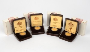 TWO HUNDRED DOLLARS, 1980, 1982, 1983 and 1984 $200 gold Proofs; each in their in original box of issue. (4).