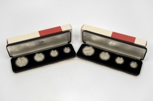 Masterpieces in Silver - 1988 Bicentennial 50c - $5 - two complete sets in their original presentation cases and boxes. (2 items).