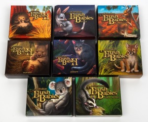 FIFTY CENTS - &frac12;oz SILVER PROOFS: Perth Mint Australian Bush Babies I (2011) and II (2013) coins, all in original cases with CoA and box, comprising echidna, bilby, kangaroo, sugar glider, koala, possum, wombat, and dingo. (8 items)