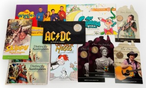 POP CULTURE: Group of ten RAM carded uncirculated issues, including 2013 Slim Dusty, 2015 'Distinctly Australian', 2018 'ACDC - 45 Years Of Thunder', 2019 Mr Squiggle Coin Collection, 2021 The Wiggles Coin Collection, and others. (10 items)