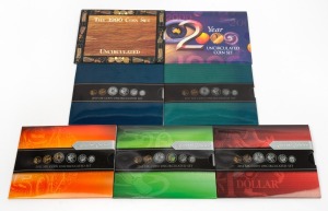 Group of seven RAM uncirculated coin sets, comprising 1990 eight-coin, 2000 six-coin, 2010 six-coin, 2011 six-coin, 2012 Special Edition six-coin, 2013 Special Edition six-coin, and 2014 Special Edition six-coin. (7 items)
