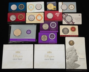 BRITISH ROYALTY: Group of fifteen RAM carded uncirculated issues, including 2019 'Effigies over time' set (x2), 2019 '6th Portrait', 2022 Platinum Jubilee 50c, and several others. (15 items)