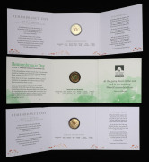 REMEMBRANCE DAY: RAM 2014 & 2015 (x2) $2 'C' Mintmark carded uncirculated coloured coins. (3 items) - 2