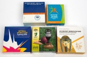 FIVE DOLLARS - 1oz SILVER PROOFS: RAM sport-themed coins, all in original cases with CoA and box, comprising 2004 The Journey Continues - Sydney To Athens, 2006 Melbourne XVIII Commonwealth Games, 2007 The Ashes, 2015 ICC Cricket World Cup Australia & New