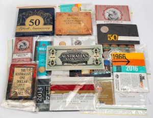 HISTORY OF AUSTRALIAN COINAGE: Group of twenty-eight RAM carded uncirculated issues, including 1991 '25 Years Of Decimal Currency' eight-coin set, 2014 '30th Anniversary Of The $1 Coin', 2016 'Fifty Years Of Decimal Currency' six-coin set, 2019 'Fiftieth 