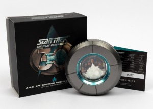 Tuvalu: STAR TREK: Perth Mint 2017 'U.S.S. Enterprise NCC-1701-D Crew' two Tuvaluan dollars 2oz silver proof, limited edition 7/3000, in unusual plastic case with CoA and box.