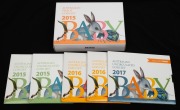 BABY COINS: RAM 2015 Baby Coin Proof Set in original case with CoA and box, together with 2015 (x2), 2016 (x2), and 2017 uncirculated baby coin sets, in original packaging, with bonus tokens present. (6 items)