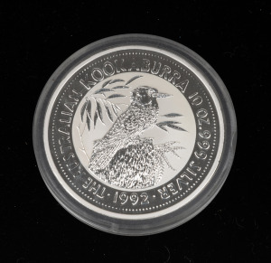 The Australian Kookaburra 1992 $10 Proof, 10 oz. of pure silver.