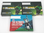 Group of three unopened RAM 'The Ultimate Collection' frosted uncirculated silver coin/trading card/maxicard sets, comprising 2015 NRL 'Moments That Matter' (x2), together with 2015 AFL 'Custodians Of The Game'. (3 items)