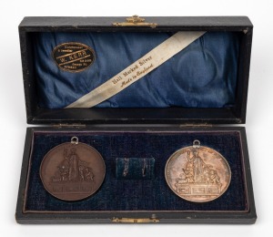 AGRICULTURAL SOCIETY OF NEW SOUTH WALES bronze medal by Hardy Brothers, (50mm, 63g) engraved verso "AWARDED SILVESTER BROTHERS for GOOSE. 1897"; together with a ROYAL AGRICULTURAL SOCIETY OF NEW SOUTH WALES silver medal by W.J. Amor (50mm, 63g) engraved verso "Awarded SILVESTER BROTHERS for BEEF SAUSAGES. 1897". (2).
