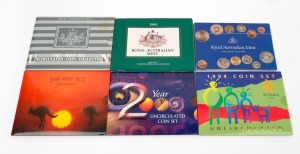 Group of six RAM uncirculated coin sets, comprising the years 1984, 1985, 1987, 1989, 1994, and 2000. (6 items)