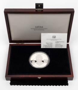 1995 Special medal struck in silver (154g, 63mm) to celebrate the 80th birthday of Nelson Eustis; in plush case of presentation from MDM, Germany. Unique.