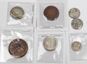 MIS-STRUCK & ERROR COINS: 1946 1/-, 1947 &frac12;d, 1950 1d, 1953 1/-, 1955 3d, 1962 6d and 2003 5c. An attractive and rare group.(7 items).