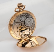ELGIN antique pocket watch in 14ct gold full hunter case with fine quality engraved decoration, 19th/20th century, 6.5cm high including bow, 93 grams total including movement. - 3