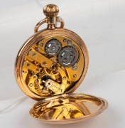 LE COULTRE "SAVONETTE" antique 14ct gold full hunter cased Swiss pocket watch with enamel dial, Roman numerals and crown wind, circa 1860, the cuvet engraved with dedication "Presented To Mr William Hillier By A Few Friends On His Leaving Burghersdorp, Au - 3