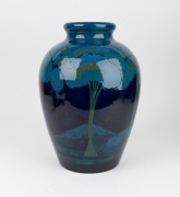 MOORCROFT "Moonlit Blue" spectacular English exhibition pottery mantle vase, impressed factory mark to base, signature obscured by glaze, an imposing 40cm high, 27cm wide. - 4