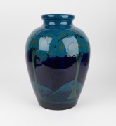 MOORCROFT "Moonlit Blue" spectacular English exhibition pottery mantle vase, impressed factory mark to base, signature obscured by glaze, an imposing 40cm high, 27cm wide. - 5