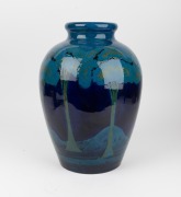MOORCROFT "Moonlit Blue" spectacular English exhibition pottery mantle vase, impressed factory mark to base, signature obscured by glaze, an imposing 40cm high, 27cm wide. - 6