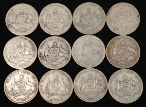 FLORINS: 1913 - 1935, with a few duplicates, mainly poor - G. (Total: 12).