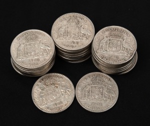 FLORINS: 1943 (13), 1944 (17), and 1945 (2), mixed condition. (Total: 32).