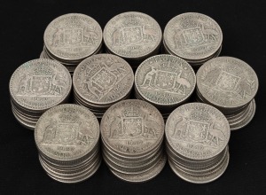 FLORINS: 1947 (52), 1951 (25) and 1952 (23); mixed condition. (Total: 100).