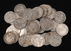 SIXPENCES: George V, 1912 - 1936 duplicated accumulation; mainly poor condition, (52).