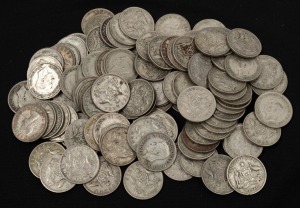 SIXPENCES: George VI, 1946 - 1951 (86), and Elizabeth II dates 1953 - 1963 (17); mixed condition. (Total: 103).