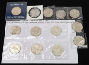 ELIZABETH II, 1966, fifty cents, (13), mainly VF-EF.