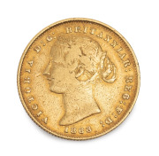 Sovereign, QV (2nd type hairstyle), 1866 Sydney Mint reverse, F.