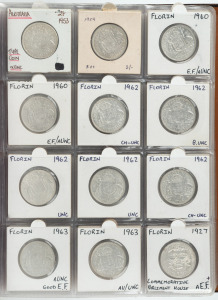 A duplicated range in a Dansco album; noted 1937 Crowns (10), pre-1946 florins (13), various lower denominations including Half-pennies and Pennies; mixed condition. (Total: 108).