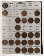 1910 - 1963 collection in an album, with Half-pennies (42), Pennies (54), Threepences (42), Sixpences (28), Shillings (18), Florins (16) and a 1937 Crown. Very mixed condition, earlies poor. - 3