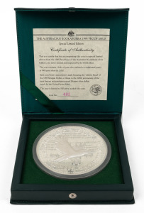 The Australian Kookaburra 1995 $30 Proof, 1 kilo of pure silver, no.482 of 500 with the "Liberty Head" privy mark; in original case of issue with Certificate of Authenticity.