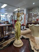 ROYAL WORCESTER English porcelain figural table lamp base and shade, stamped "Cricklite" with factory mark to base, 89cm high - 5