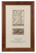A framed display (51 x 33.5cm) featuring two signed pictures of LEN HUTTON on the occasion, in August 1938, of his achieving 364 against Australia in the Fifth Test at Leeds. In doing so, he surpassed Bradman's highest individual score. The signatures are