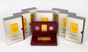 MALAWI: 2009 Investment Coin sets (7) in superb presentation boxes; numbered, with details of the limited edition of 5000 such sets. Each set comprises of a 50k silver miniature coin (1.24g) and a 250k pure gold miniature coin (1.24g), both coins incorpor
