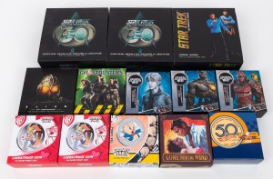 Tuvalu: ONE DOLLAR 1oz SILVER COINS: Perth Mint pop-culture themed coins, mostly proofs, in original cases with CoA and box, comprising 2017 Ghostbusters, 2017 Star Trek The Original Series, 2017 Star Trek Next Generation Captain Jean-Luc Picard & Locutus