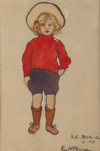 EMILY HILDA (n&eacute;e RIX) NICHOLAS (1884-1961), S.S. Runic, watercolour and gouache, signed and titled lower right "E. H. Rix, 4.09", 21 x 14cm, 48 x 40cm overall.