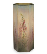 N. L. WOODINGS (attributed) hand-painted hexagonal porcelain vase decorated with Australian heath, circa 1920, on Royal Doulton blank, 15.5cm high