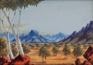 MAURICE NAMATJIRA&nbsp;(1939-1977), (untitled Hermannsburg School), watercolour, signed lower right "Maurice Namatjira", 26 x 36cm, 33 x 43cm overall