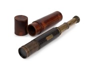 THE LORD BURY TELESCOPE by J. H. STEWARD of London antique English expanding three drawer telescope in original travelling case, 19th century, 26cm long (extends to 81cm).