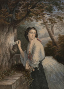 GEORGE BAXTER "The Love Letter" antique coloured lithograph, housed in a fine quality antique Tasmanian huon pine frame with original gilt slip and glass, mid 19th century, 70 x 58cm overall. - 2