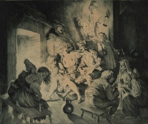 NORMAN LINDSAY (1879-1969), Thieves' Kitchen, etching, signed lower right "Norman Lindsay, 1927", 29 x 33cm, 50 x 55cm overall.