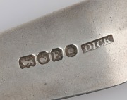 ALEXANDER DICK rare Colonial Australian silver fiddle pattern spoon with engraved monogram, Sydney origin, circa 1830's, stamped "DICK" with crowned leopard and date letter "E", lion passant and monarch's head, 18.2cm long, - 2