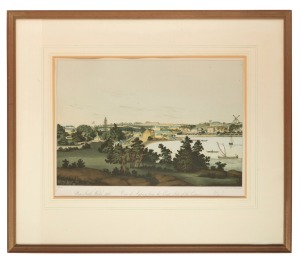 NEW SOUTH WALES 1810, set of coloured lithographs, "View of Sydney from the East Side of the Cove" and&nbsp;"View of Sydney West Side of the Cove", 1884 facsimile of original by John Heaviside Clark (after John Eyre), published by William Dymock. ​​​​​​​Each f