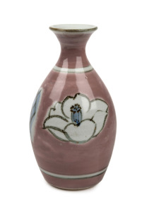 SHIGEO SHIGA studio pottery vase with floral decoration, impressed seal mark to base, 19.5cm high.
