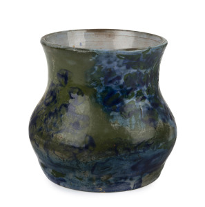 MERRIC BOYD pottery vase with hand-painted landscape scene, incised "Merric Boyd, 1927", 11.5cm high