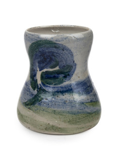 MERRIC BOYD attractive miniature pottery vase with hand-painted landscape scene, incised "Merric Boyd, 1937", 8.5cm high