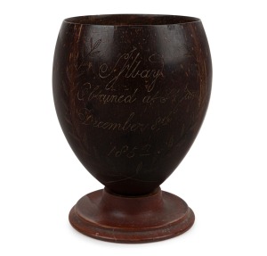 SIR SAMUEL JAMES WAY (1836-1916) coconut cup engraved "S.J. WAY Obtained at St Jago, December 8th, 1852".